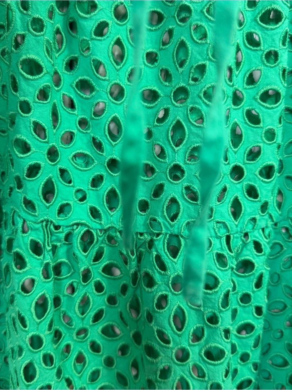 J.Crew Green Eyelet Lace Boho Peasant Blouse Cottagecore Resort Coastal Top M - Picture 5 of 13